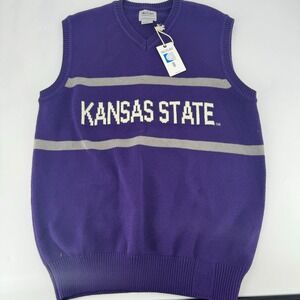 Hillflint Kansas State Wildcats Mens Large Purple V-Neck‎ Knit Sweater Vest NWT